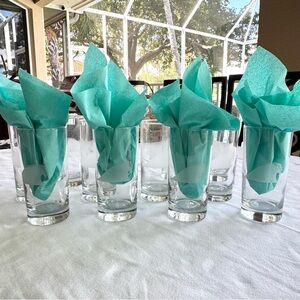 12 Custom Engraved Etched Coastal Wave 🌊 Drinking Glasses Surf Beach House NEW